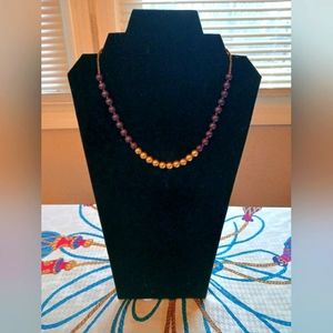 Purple and gold beaded necklace